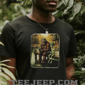 Bigfoot and Alien Friends Fishing at the Lake Vintage T Shirt