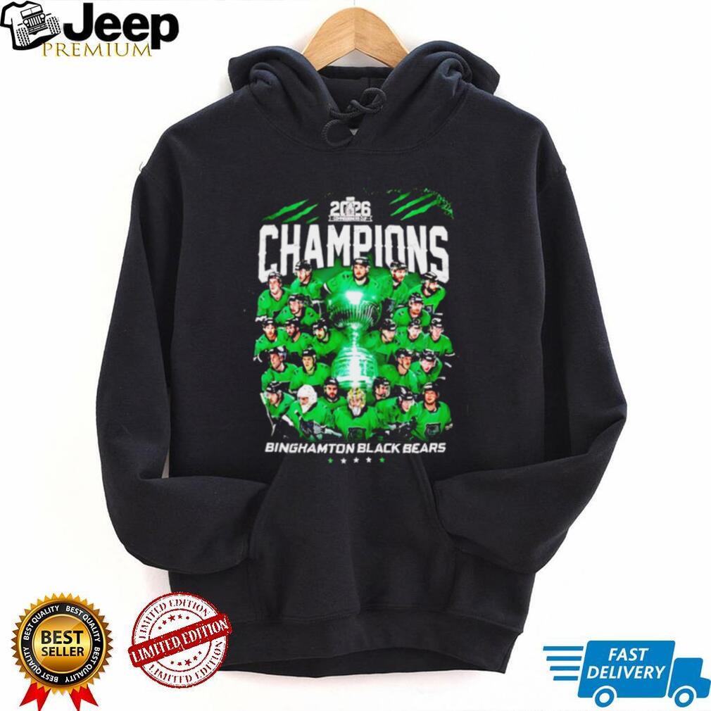 Binghamton Black Bears 2026 Hockey Champions Team T Shirt Binghamton Black Bears 2026 Hockey Champions Team T Shirt