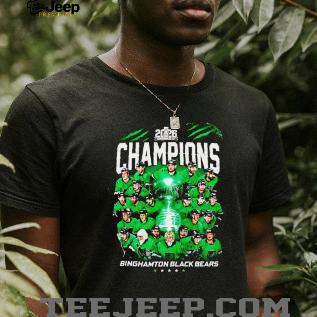 Binghamton Black Bears 2026 Hockey Champions Team T Shirt Binghamton Black Bears 2026 Hockey Champions Team T Shirt