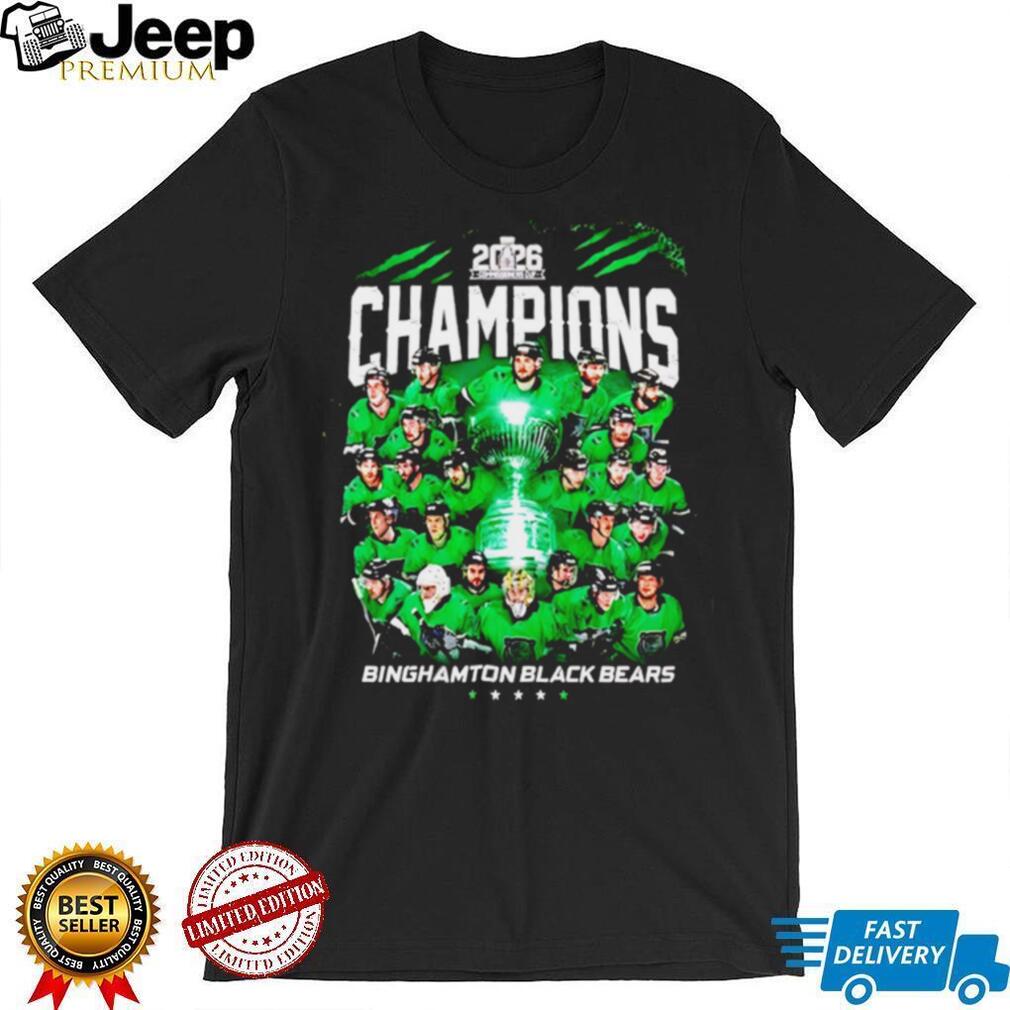 Binghamton Black Bears 2026 Hockey Champions Team T Shirt Binghamton Black Bears 2026 Hockey Champions Team T Shirt