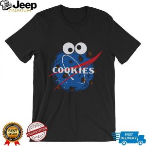 Blue Cookie Monster Space NASA Logo Parody Graphic T Shirt