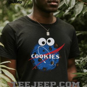 Blue Cookie Monster Space NASA Logo Parody Graphic T Shirt