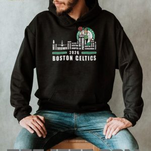Boston Celtics 2026 Roster Player Names Green White Basketball City Skyline T Shirt