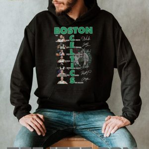 Boston Celtics NBA Basketball Players White Brown Tatum Signatures Vertical Team Name T Shirt