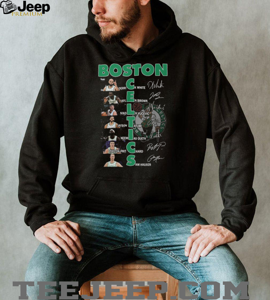 Boston Celtics NBA Basketball Players White Brown Tatum Signatures Vertical Team Name T Shirt Boston Celtics NBA Basketball Players White Brown Tatum Signatures Vertical Team Name T Shirt