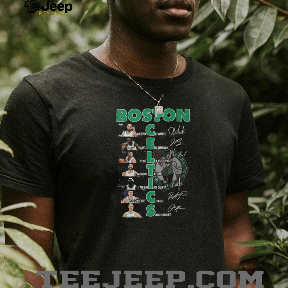 Boston Celtics NBA Basketball Players White Brown Tatum Signatures Vertical Team Name T Shirt Boston Celtics NBA Basketball Players White Brown Tatum Signatures Vertical Team Name T Shirt