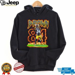 Brown 84 Football Player Flame Sports T Shirt