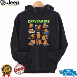 Capygamers Funny Capybara Video Game Types Gaming Lovers T Shirt