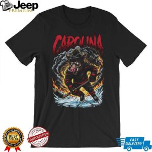 Carolina Hockey Wild Boar Mascot Fire Smoke Graphic T Shirt