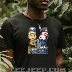 Charlie Brown And Snoopy Fist Bump Buffalo Sabres And Bills City T Shirt