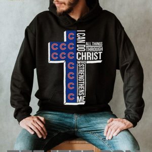 Chicago Baseball Cross Christian Faith Christ Strengthens Me T Shirt