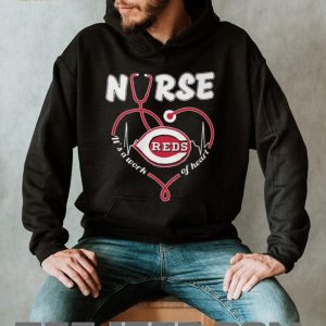 Cincinnati Baseball Nurse T Shirt It's A Work Of Heart Stethoscope Design