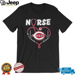 Cincinnati Baseball Nurse T Shirt It's A Work Of Heart Stethoscope Design