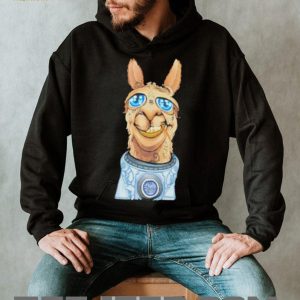 Cool Llama Sunglasses Astronaut Space Graphic Black Streetwear T Shirt