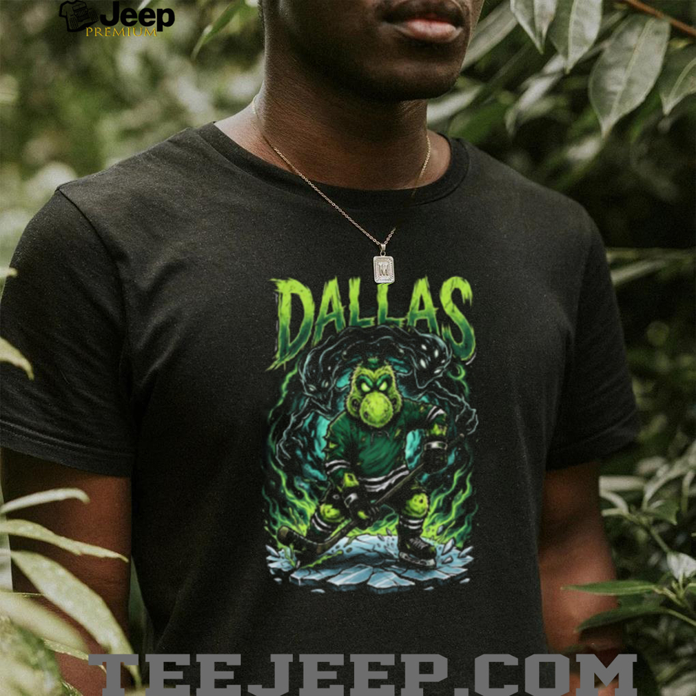 Dallas Hockey Alien Monster Mascot Ice Skating Graphic T Shirt Dallas Hockey Alien Monster Mascot Ice Skating Graphic T Shirt
