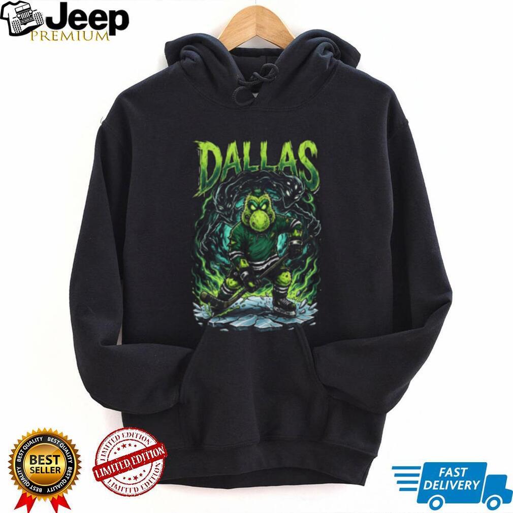Dallas Hockey Alien Monster Mascot Ice Skating Graphic T Shirt Dallas Hockey Alien Monster Mascot Ice Skating Graphic T Shirt