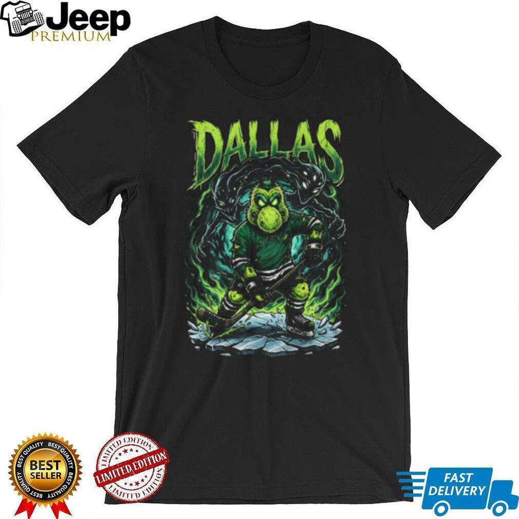 Dallas Hockey Alien Monster Mascot Ice Skating Graphic T Shirt Dallas Hockey Alien Monster Mascot Ice Skating Graphic T Shirt