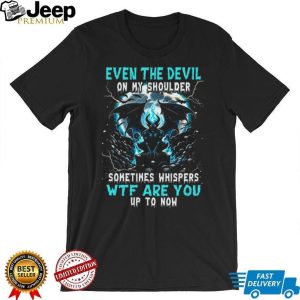 Dark Fantasy Devil On My Shoulder Blue Lightning Graphic T Shirt