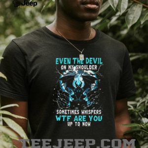 Dark Fantasy Devil On My Shoulder Blue Lightning Graphic T Shirt