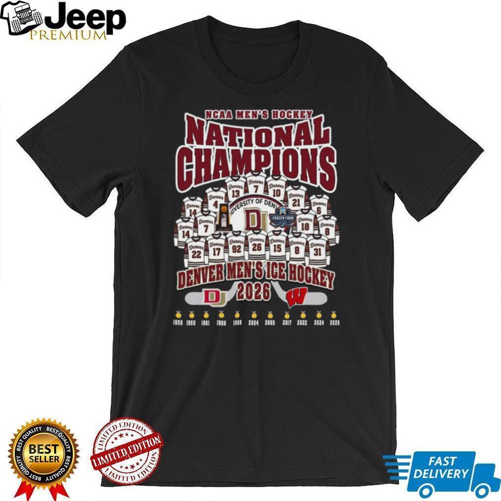 Denver Men’s Ice Hockey 2026 National Champions Frozen Four Trophy T Shirt Denver Men’s Ice Hockey 2026 National Champions Frozen Four Trophy T Shirt