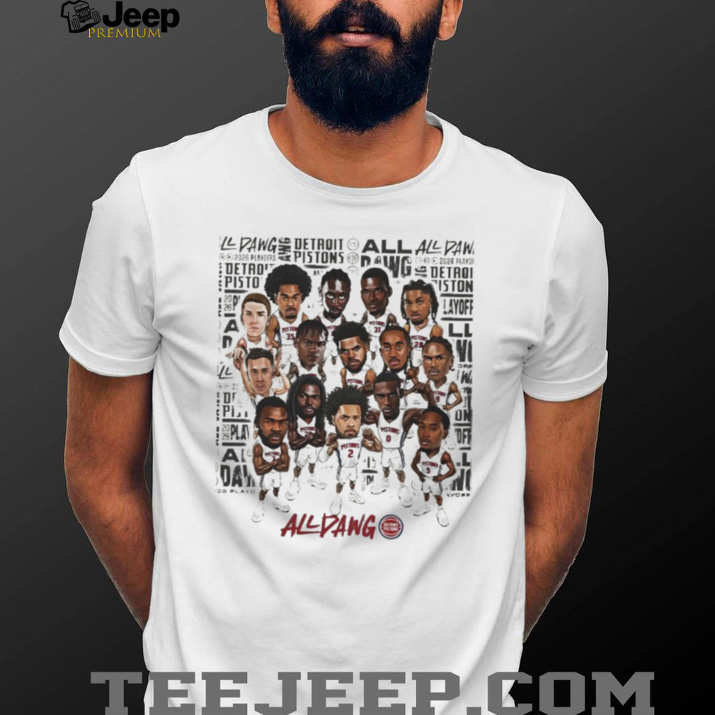 Detroit Pistons All Dawg Team Cartoon Roster Basketball T Shirt Detroit Pistons All Dawg Team Cartoon Roster Basketball T Shirt