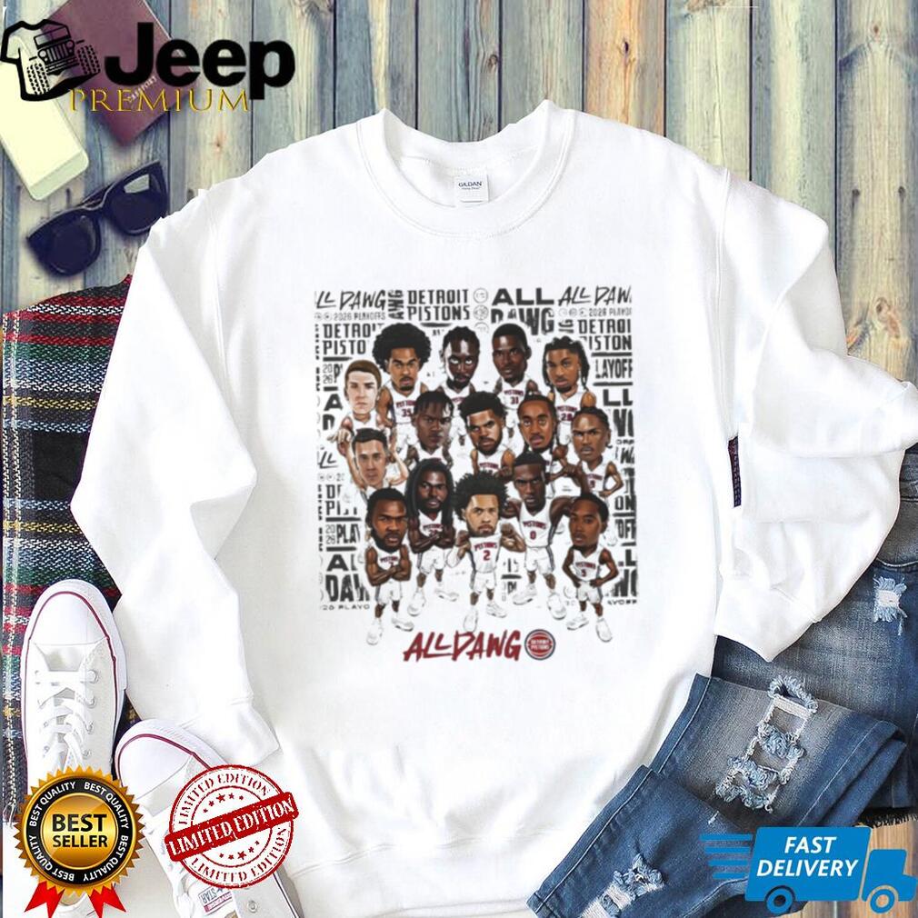 Detroit Pistons All Dawg Team Cartoon Roster Basketball T Shirt Detroit Pistons All Dawg Team Cartoon Roster Basketball T Shirt