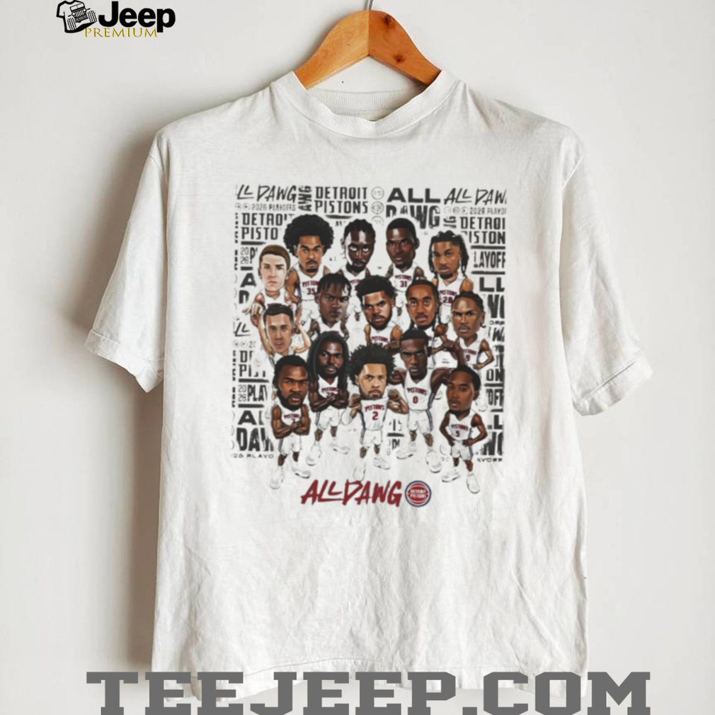 Detroit Pistons All Dawg Team Cartoon Roster Basketball T Shirt Detroit Pistons All Dawg Team Cartoon Roster Basketball T Shirt