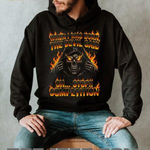Devil Said Stop Competition Flaming Skull Biker T Shirt