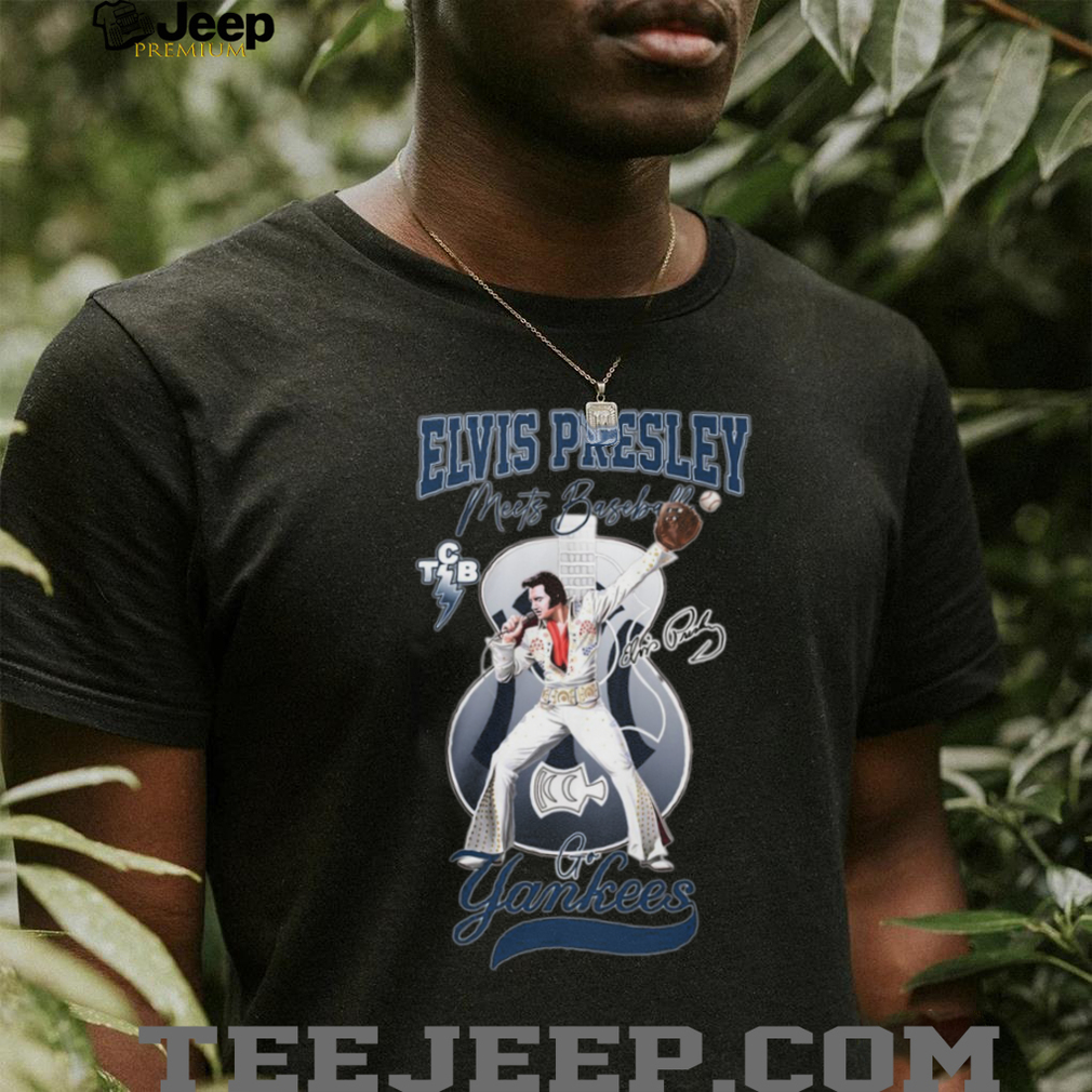 Elvis Presley Meets New York Baseball Go Yankees Graphic T Shirt Elvis Presley Meets New York Baseball Go Yankees Graphic T Shirt