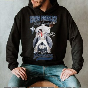 Elvis Presley Meets New York Baseball Go Yankees Graphic T Shirt