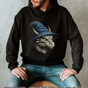 Fantasy Dragon Blue Wizard Hat Magic RPG Gamer Halloween T Shirt
