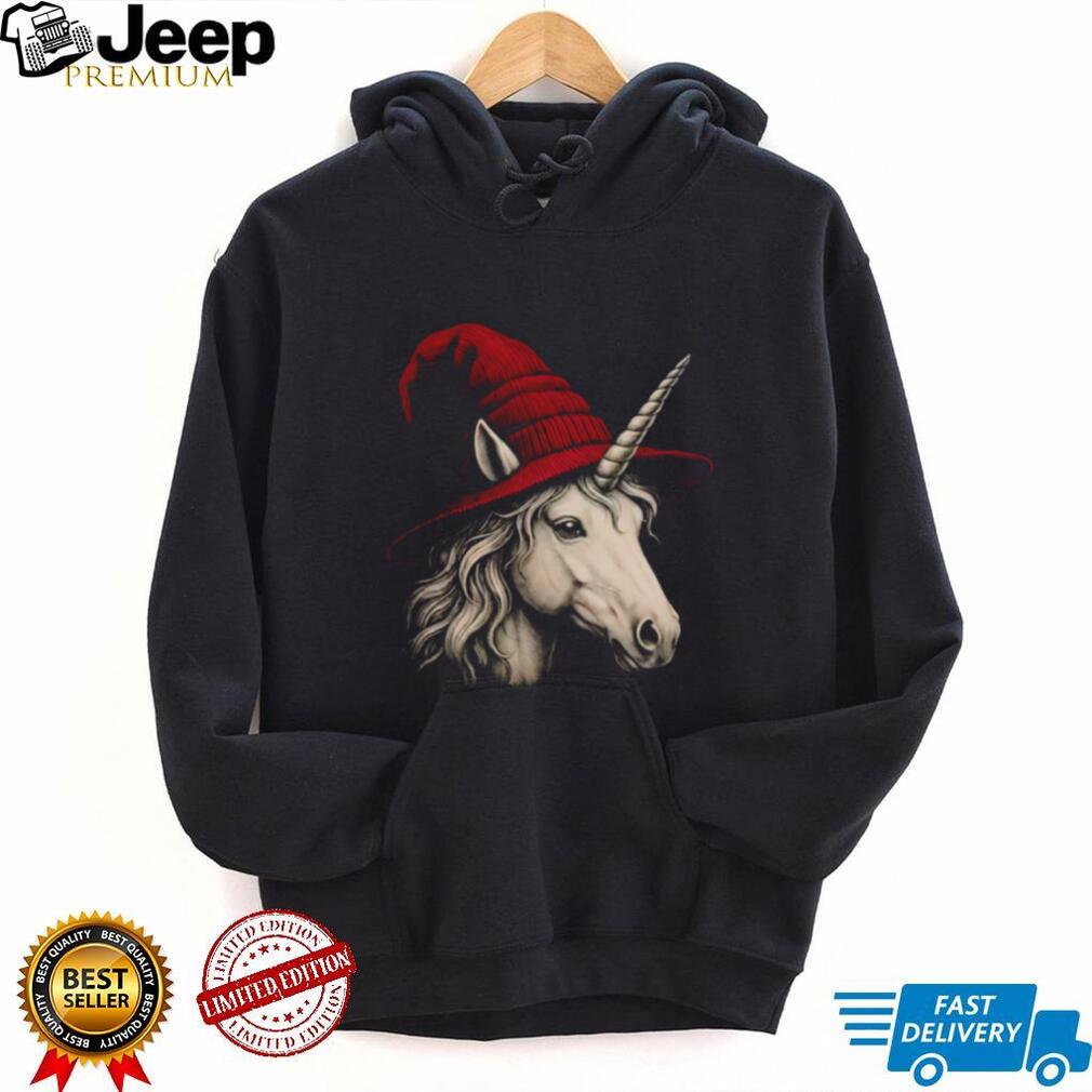 Fantasy Unicorn Red Wizard Hat Magic Creature Halloween T Shirt Fantasy Unicorn Red Wizard Hat Magic Creature Halloween T Shirt