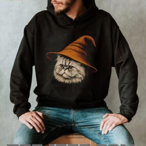 Fluffy Persian Cat Wizard Hat Magic Halloween Costume T Shirt