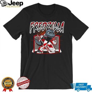 Fredzilla Hockey Goalie Godzilla Monster Sports Red Black T Shirt