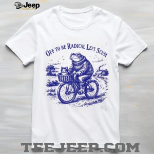 Frog Riding Bicycle with Cat Off To Be Radical Left Scum Vintage Aesthetic T Shirt