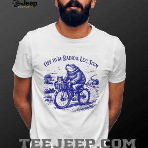 Frog Riding Bicycle with Cat Off To Be Radical Left Scum Vintage Aesthetic T Shirt