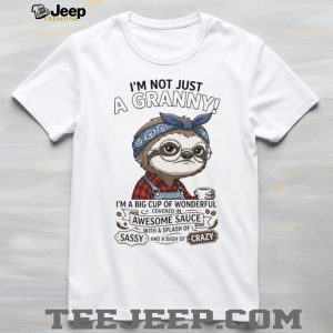 Funny Sloth Granny Covered In Awesome Sauce Grandma T Shirt