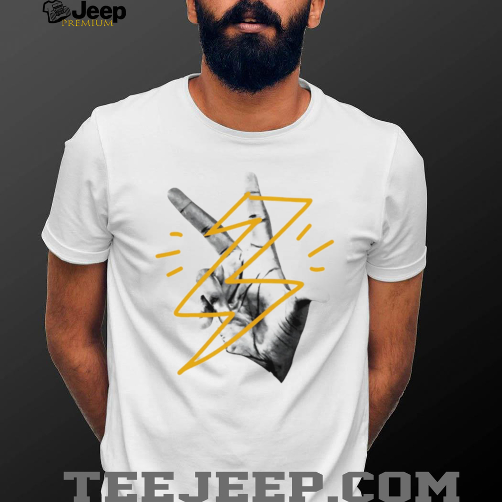 Hand Sign Lightning Bolt Abstract Graphic Minimalist T Shirt Hand Sign Lightning Bolt Abstract Graphic Minimalist T Shirt