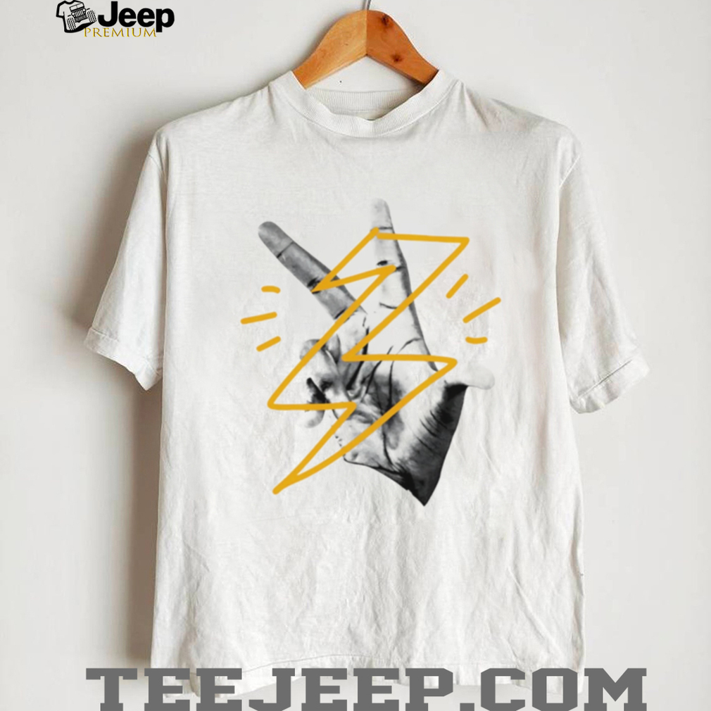 Hand Sign Lightning Bolt Abstract Graphic Minimalist T Shirt Hand Sign Lightning Bolt Abstract Graphic Minimalist T Shirt