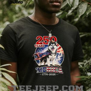 Husky Dog 250 Years Merica Patriotic Flag Cape T Shirt