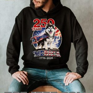 Husky Dog 250 Years Merica Patriotic Flag Cape T Shirt