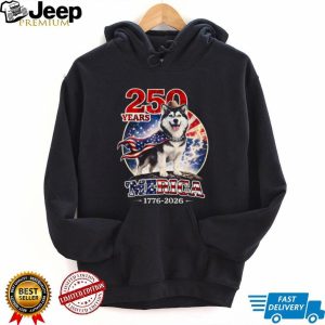 Husky Dog 250 Years Merica Patriotic Flag Cape T Shirt