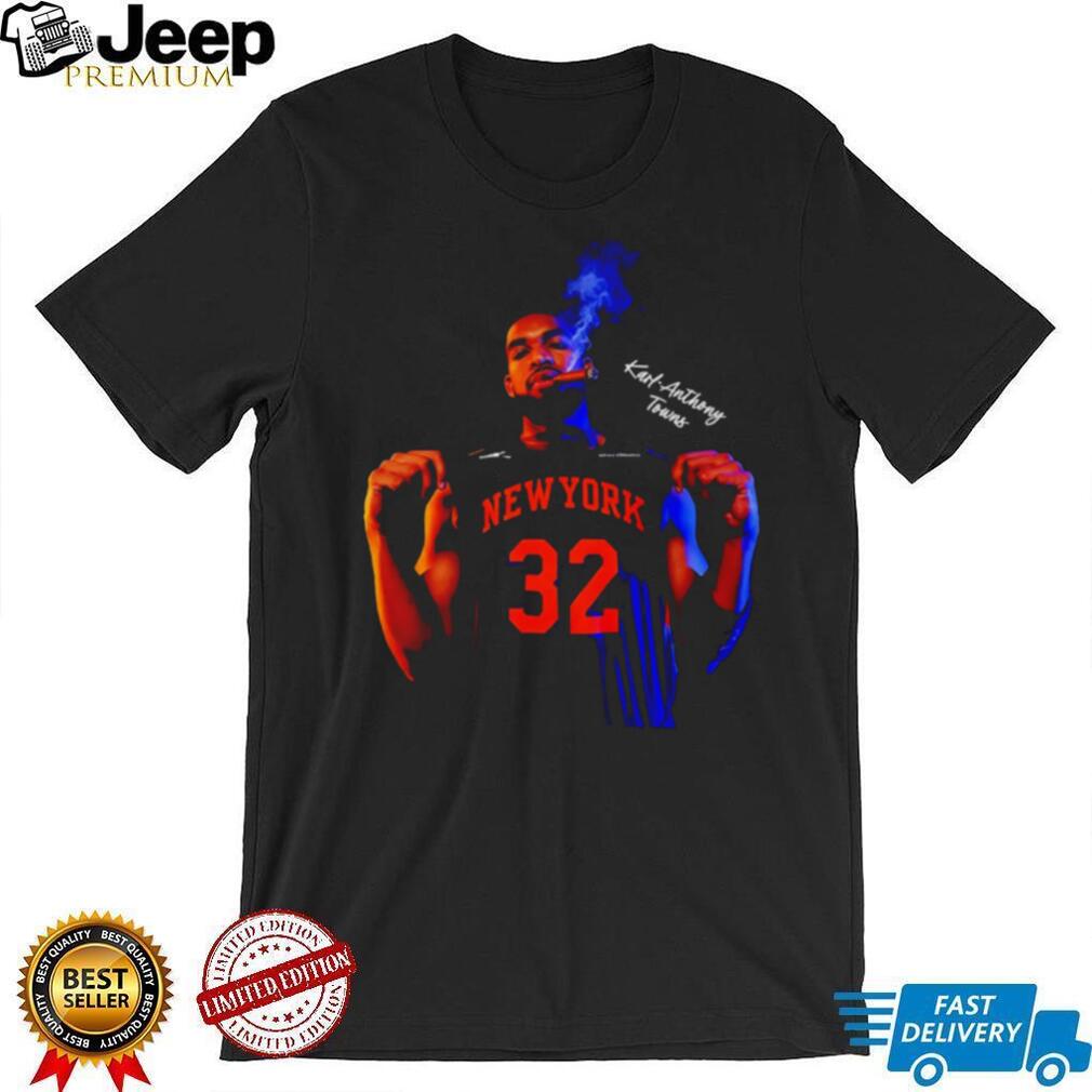 Karl Anthony Towns New York 32 Cigar Smoking Basketball Shirt Karl Anthony Towns New York 32 Cigar Smoking Basketball Shirt
