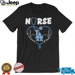 Los Angeles Dodgers Nurse Heart Stethoscope Baseball T Shirt