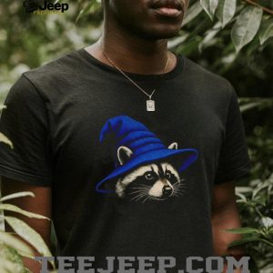 Magic Raccoon Blue Wizard Hat Trash Panda Fantasy Halloween T Shirt