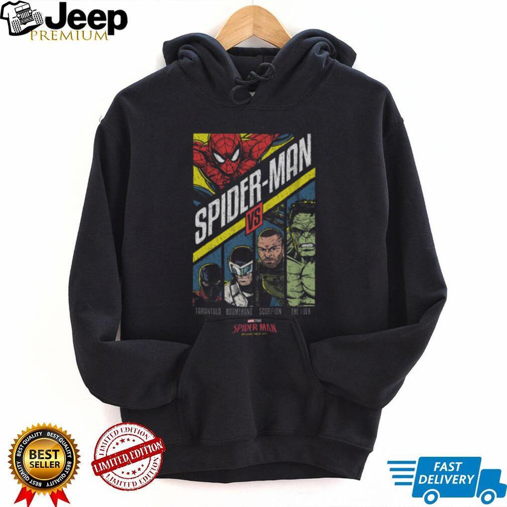 Marvel Spider Man vs The Hulk Comic Book Villain Battle T Shirt (1) Marvel Spider Man vs The Hulk Comic Book Villain Battle T Shirt (1)