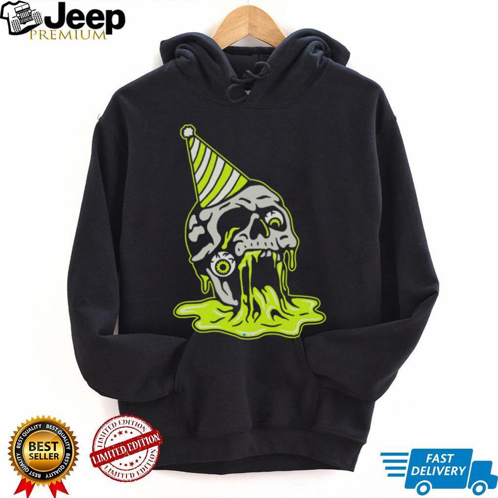 Melting Skull Party Hat Neon Slime Alternative Art T Shirt Melting Skull Party Hat Neon Slime Alternative Art T Shirt