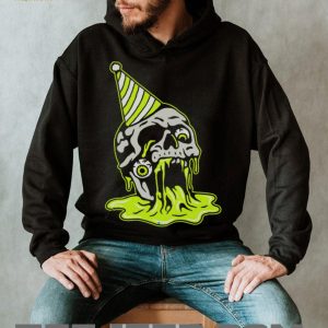 Melting Skull Party Hat Neon Slime Alternative Art T Shirt