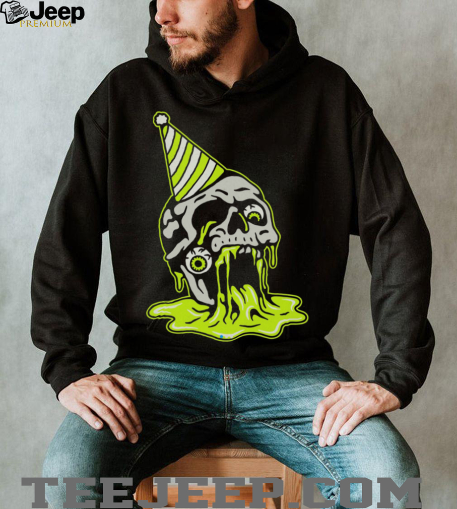 Melting Skull Party Hat Neon Slime Alternative Art T Shirt Melting Skull Party Hat Neon Slime Alternative Art T Shirt