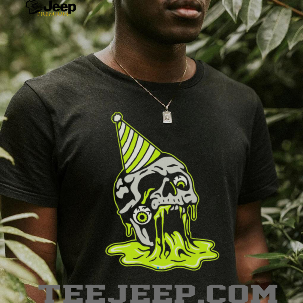 Melting Skull Party Hat Neon Slime Alternative Art T Shirt Melting Skull Party Hat Neon Slime Alternative Art T Shirt